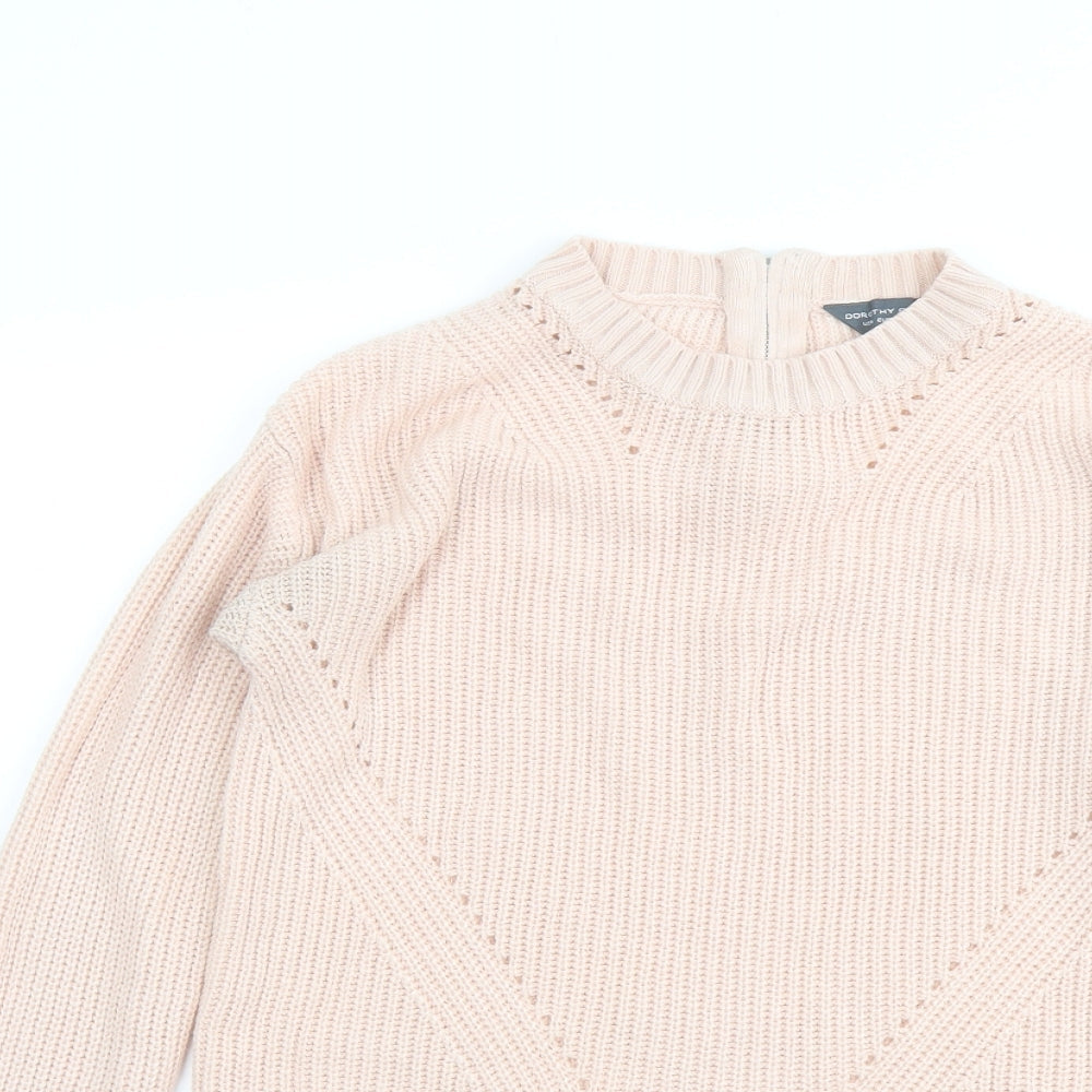 Dorothy Perkins Womens Pink Round Neck Acrylic Pullover Jumper Size 8