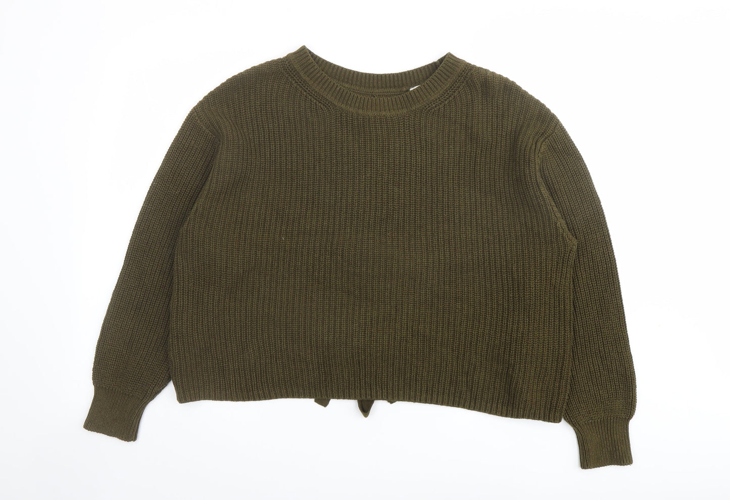 H&M Womens Green Round Neck Acrylic Pullover Jumper Size S