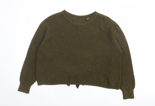 H&M Womens Green Round Neck Acrylic Pullover Jumper Size S