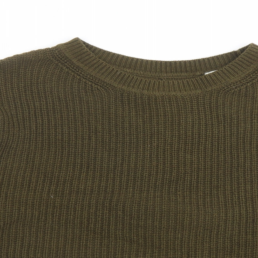 H&M Womens Green Round Neck Acrylic Pullover Jumper Size S