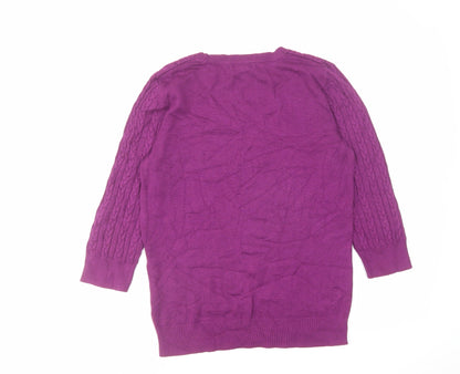 H&M Womens Purple Round Neck Viscose Pullover Jumper Size M