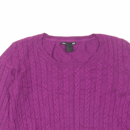 H&M Womens Purple Round Neck Viscose Pullover Jumper Size M