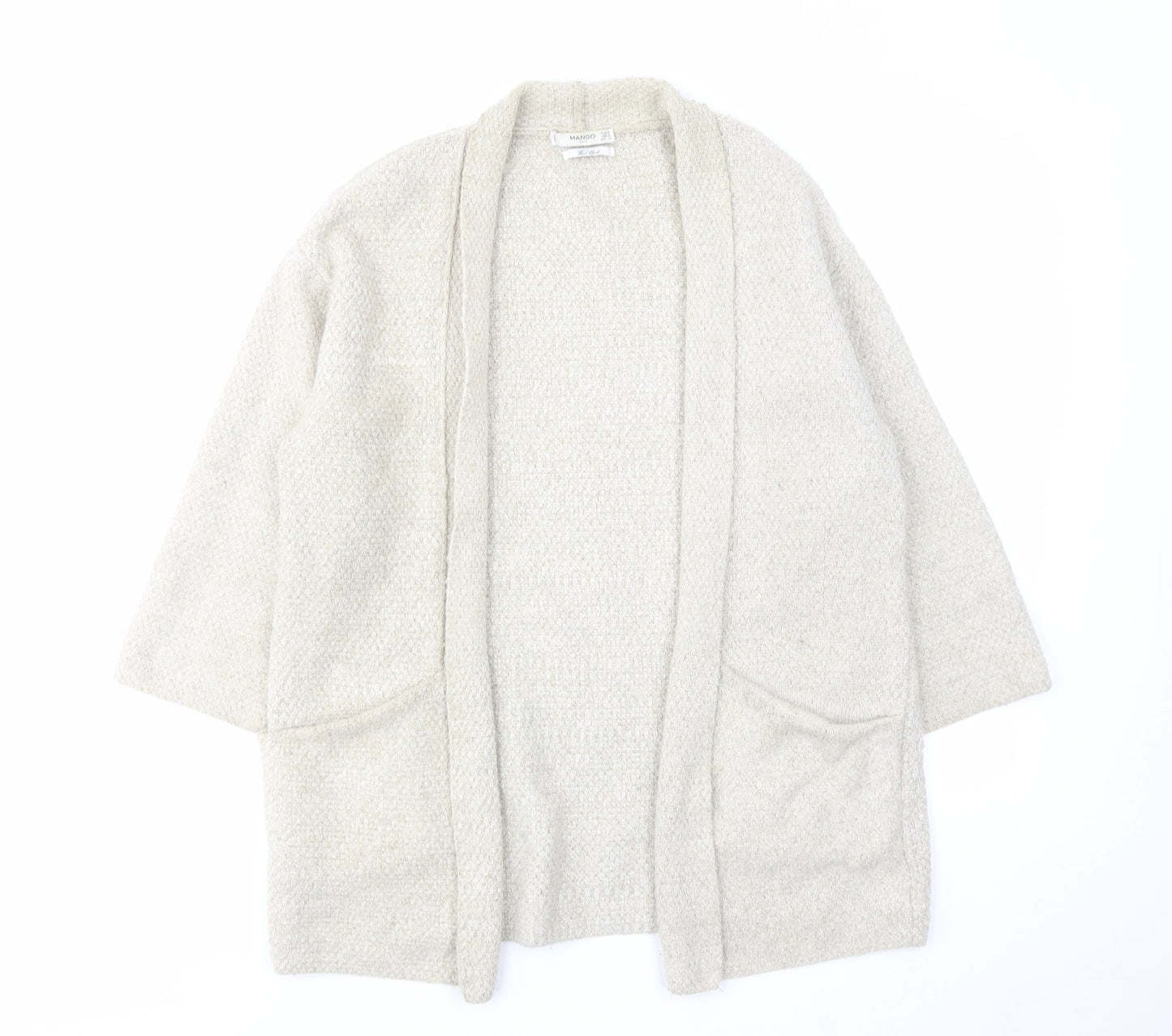 Mango Womens Beige V-Neck Acrylic Cardigan Jumper Size S