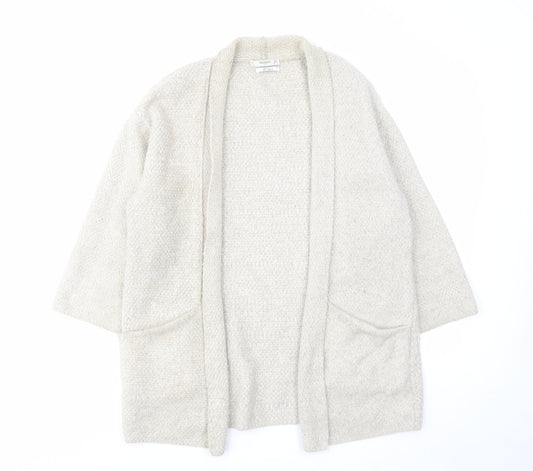 Mango Womens Beige V-Neck Acrylic Cardigan Jumper Size S