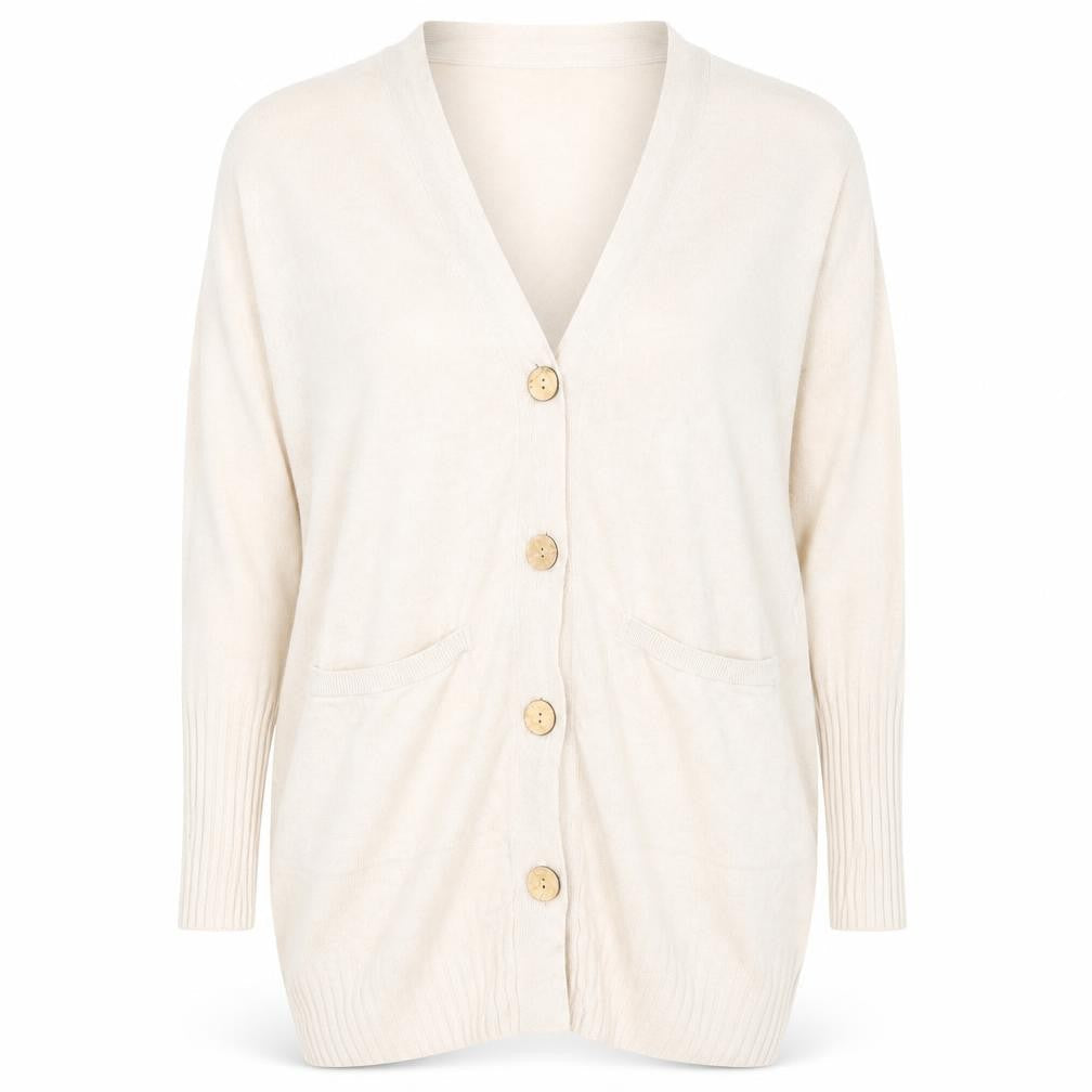 Marks & Spencer Womens Beige V-Neck Linen Cardigan Jumper Size L