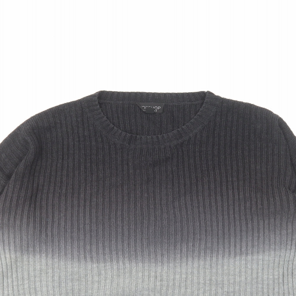 Topshop Womens Grey Round Neck Acrylic Pullover Jumper Size 8
