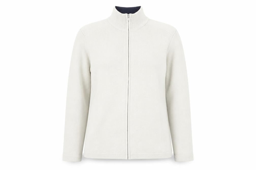 Marks & Spencer Womens Beige High Neck Acrylic Full Zip Jumper Size 14