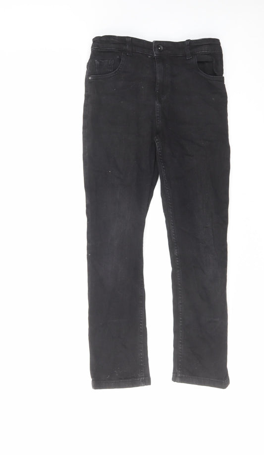 Marks and Spencer Girls Black Cotton Skinny Jeans Size 10-11 Years Regular Zip