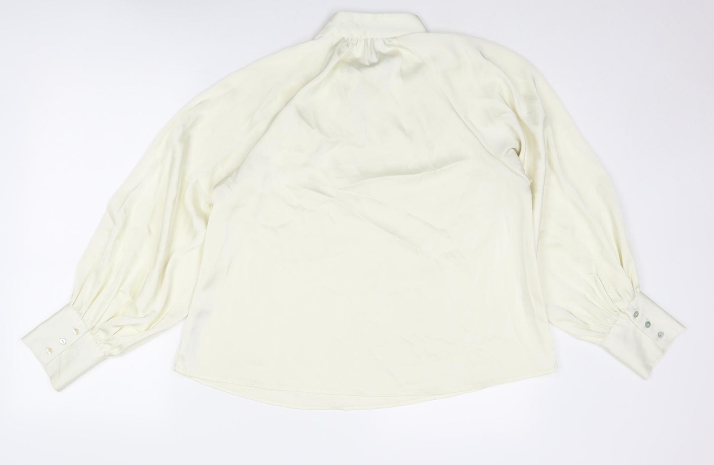 Zara Womens Ivory Polyester Basic Blouse Size M Mock Neck