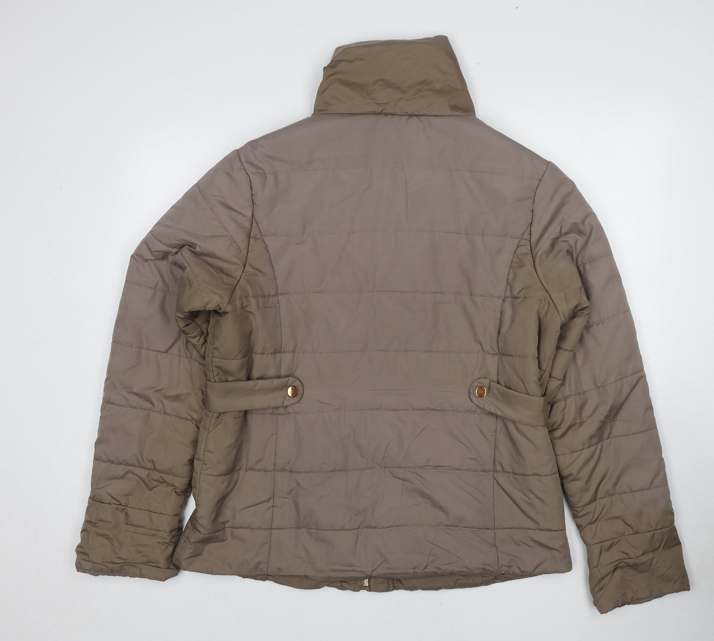 EWM Womens Brown Quilted Jacket Size 14 Zip