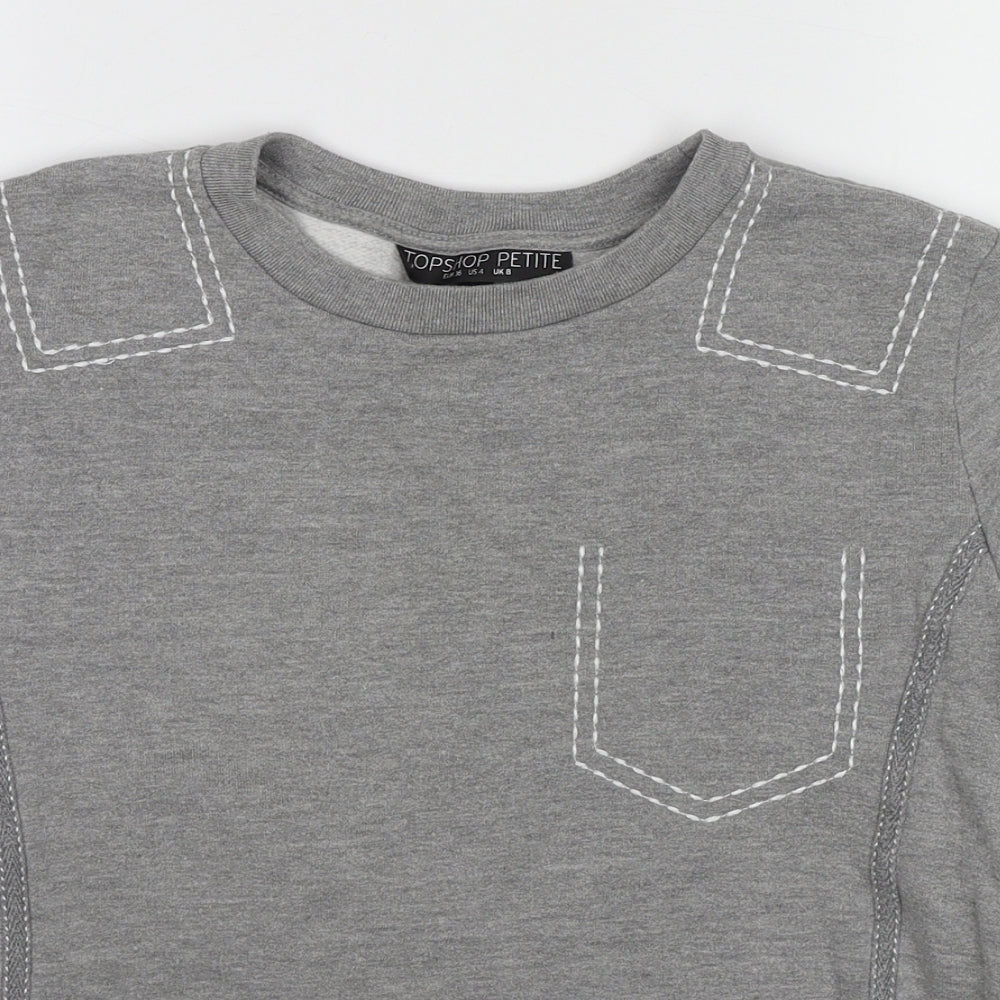 Topshop Womens Grey Cotton Pullover Sweatshirt Size 8 Pullover