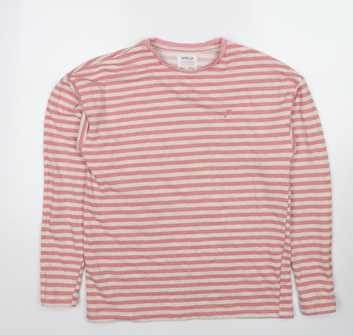 Fairplay Womens Pink Striped Cotton Pullover Sweatshirt Size M Pullover