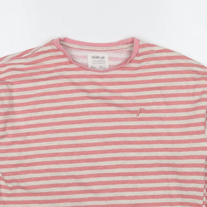 Fairplay Womens Pink Striped Cotton Pullover Sweatshirt Size M Pullover