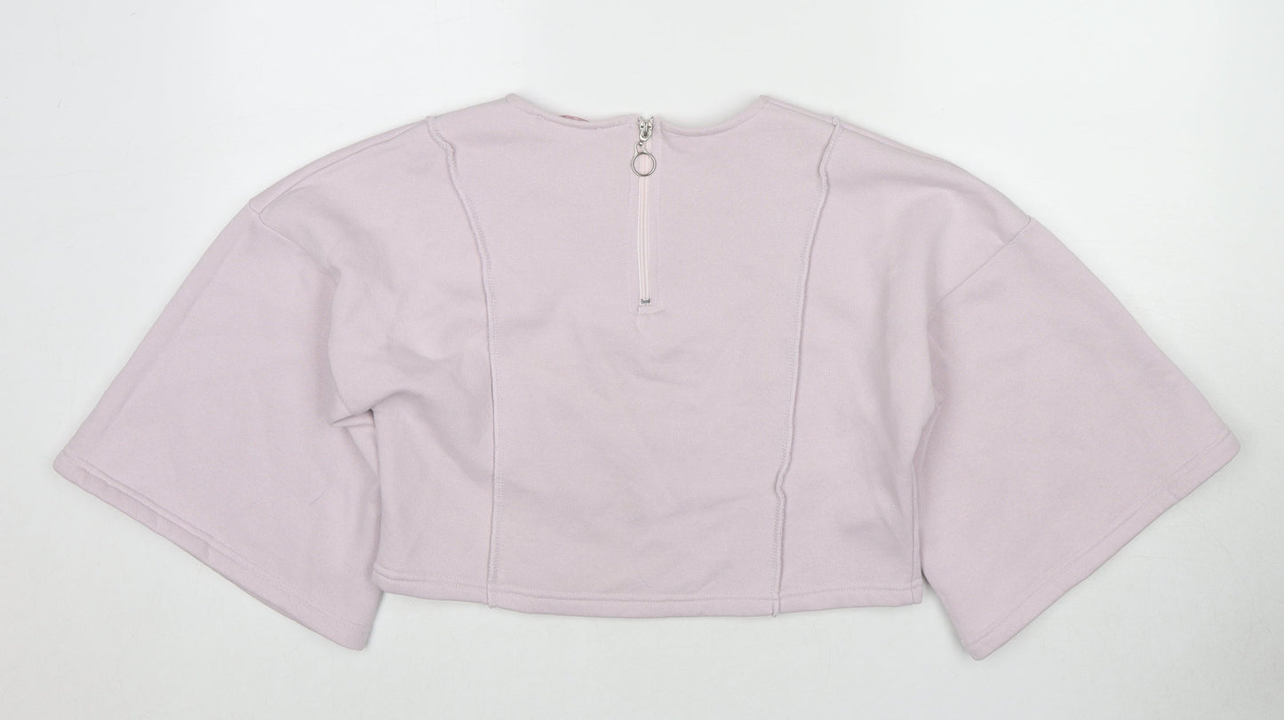 Aurora Womens Pink Cotton Pullover Sweatshirt Size XL Zip