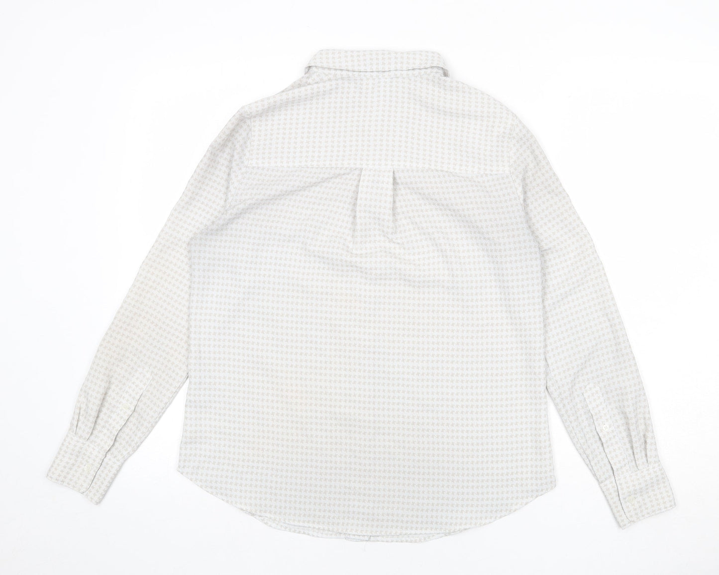 H&M Womens Grey Herringbone Polyester Basic Button-Up Size 8 Collared