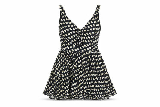 Paper Scissors Womens Black Floral Viscose Mini Size 10 V-Neck Zip