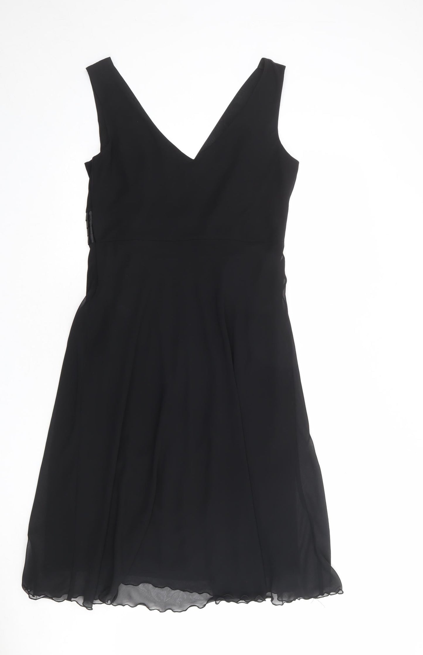 Debenhams Womens Black Polyester A-Line Size 12 V-Neck Zip