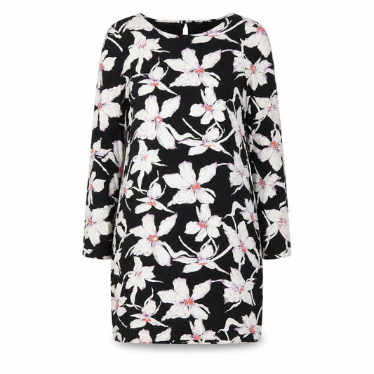 VERO MODA Womens Black Floral Polyester Shift Size S Round Neck Button