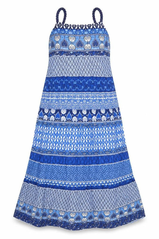 Divided by H&M Womens Blue Geometric 100% Cotton A-Line Size 10 Round Neck Pullover