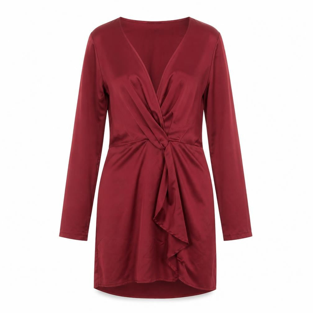 PRETTYLITTLETHING Womens Red Polyester Shift Size 6 V-Neck Zip