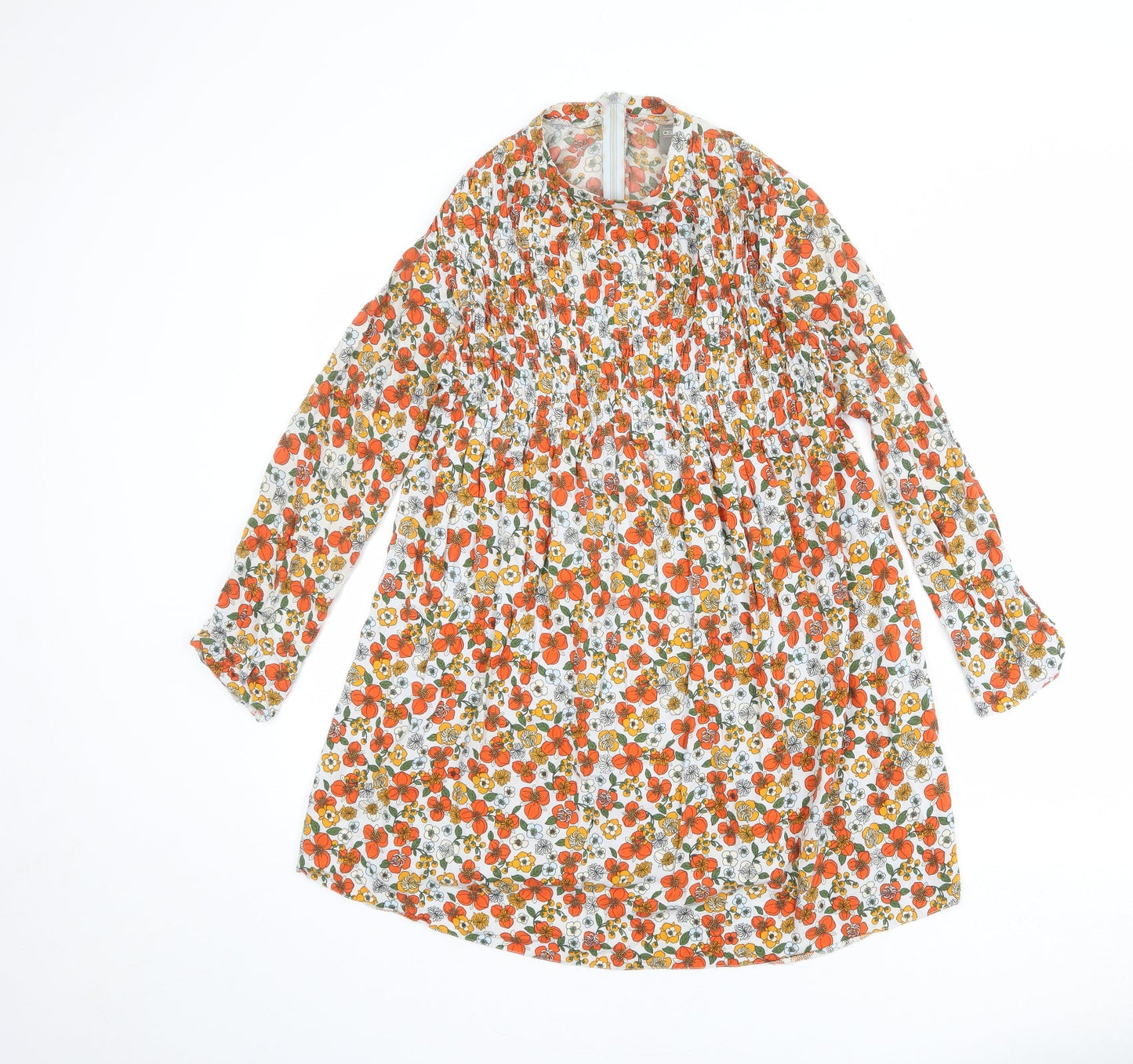 ASOS Womens Multicoloured Floral Viscose A-Line Size 8 Mock Neck Zip