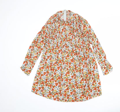 Additional front view of ASOS women’s multicoloured floral viscose a-line, size UK 8, mock neck zip