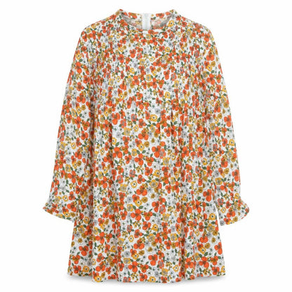 Front view of ASOS women’s multicoloured floral viscose a-line, size UK 8, mock neck zip