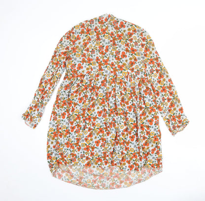 Back view of ASOS women’s multicoloured floral viscose a-line, size UK 8, mock neck zip