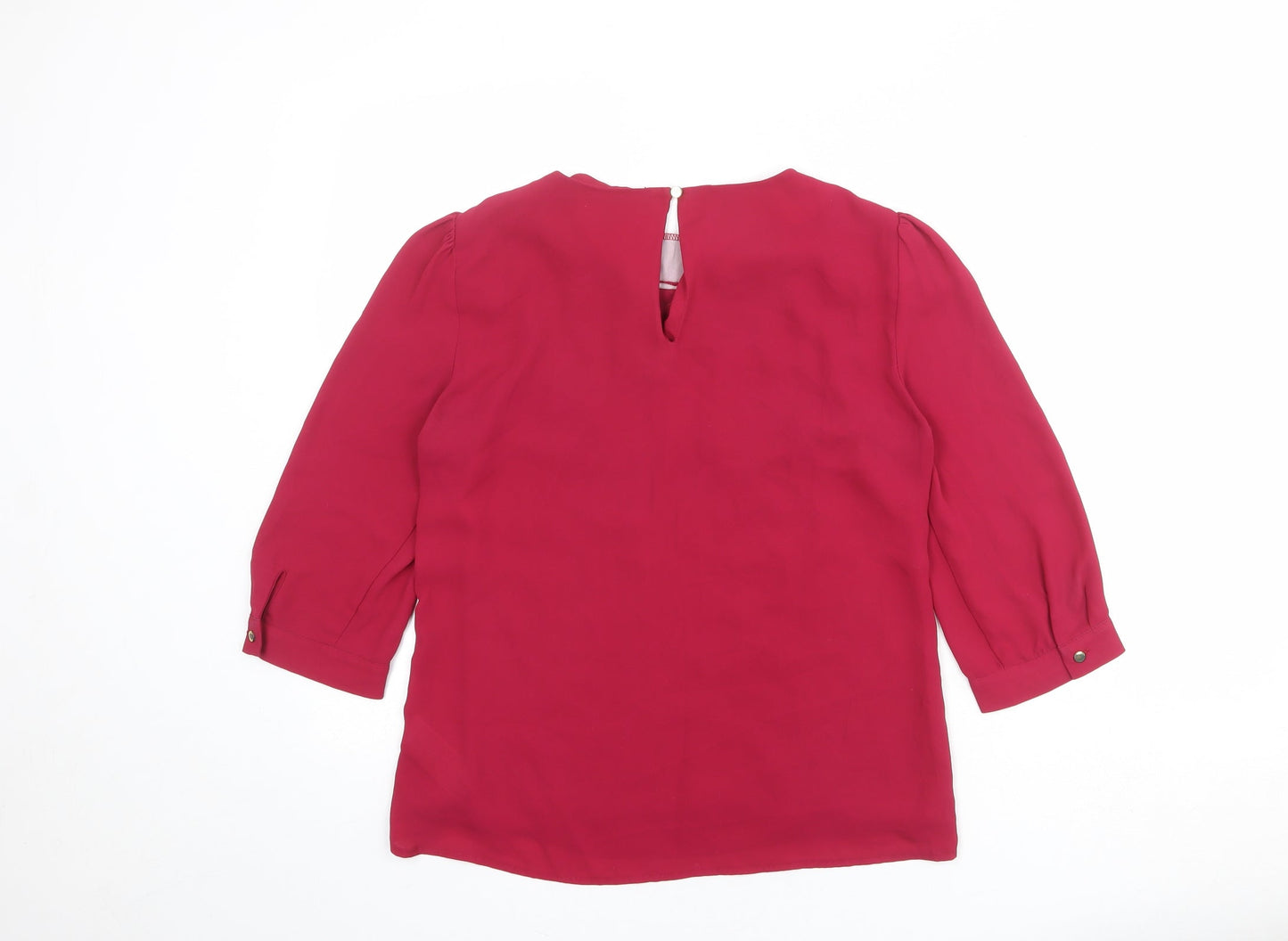 Oasis Womens Pink Polyester Basic Blouse Size 12 Boat Neck - Lace Front