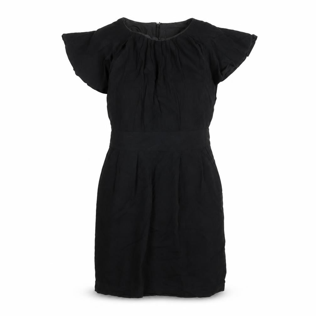 Warehouse Womens Black Viscose Shift Size 8 Boat Neck Zip