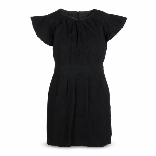 Warehouse Womens Black Viscose Shift Size 8 Boat Neck Zip