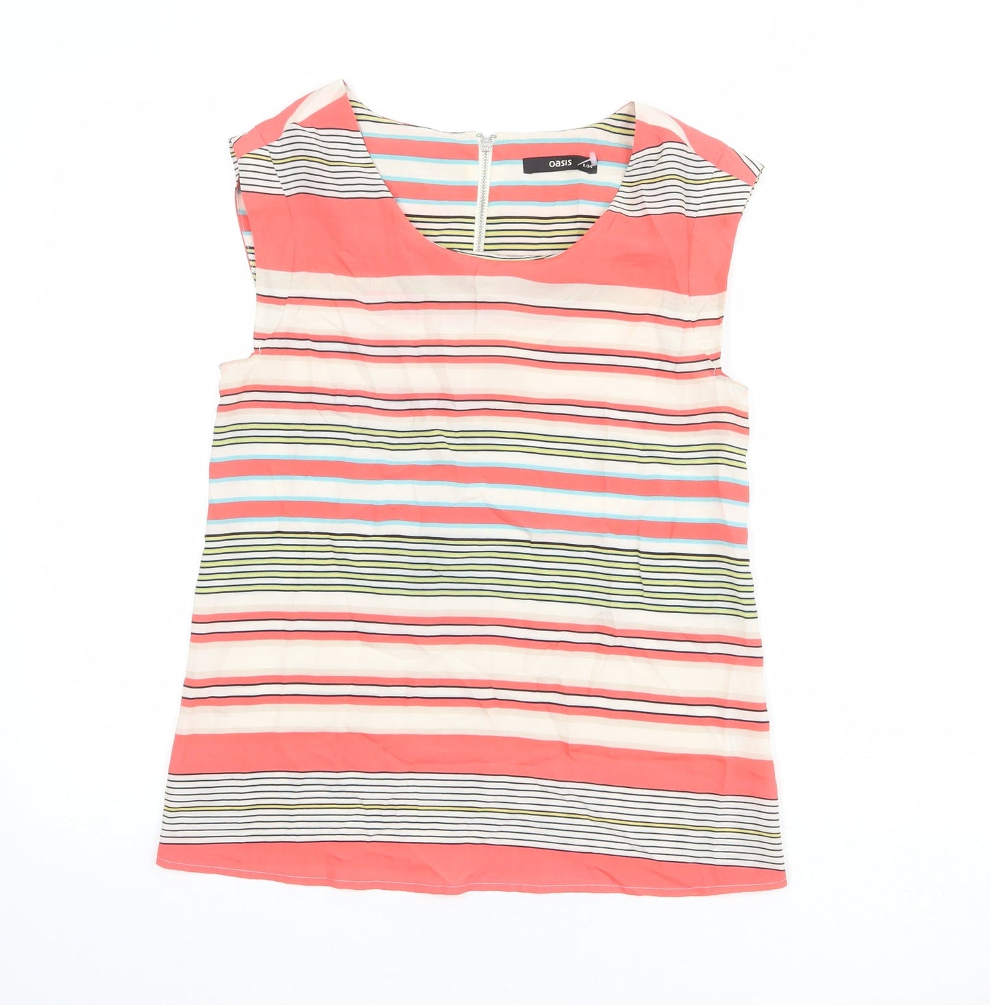 Oasis Womens Multicoloured Striped Polyester Basic Blouse Size XS Boat Neck