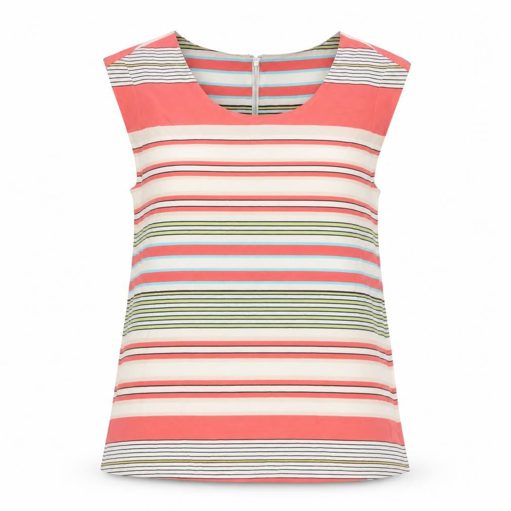 Oasis Womens Multicoloured Striped Polyester Basic Blouse Size XS Boat Neck