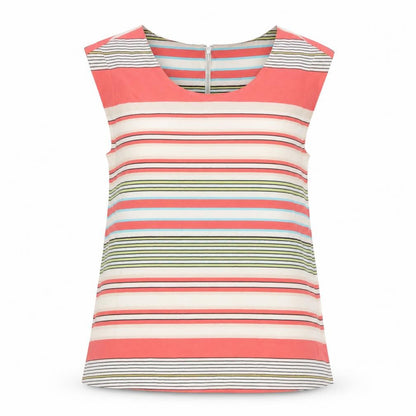 Oasis Womens Multicoloured Striped Polyester Basic Blouse Size XS Boat Neck