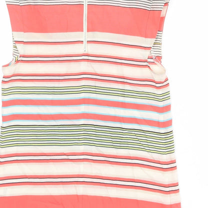 Oasis Womens Multicoloured Striped Polyester Basic Blouse Size XS Boat Neck