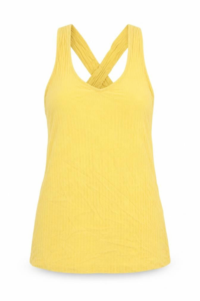 Great Plains Womens Yellow Viscose Basic Tank Size 12 Scoop Neck - Ribbed