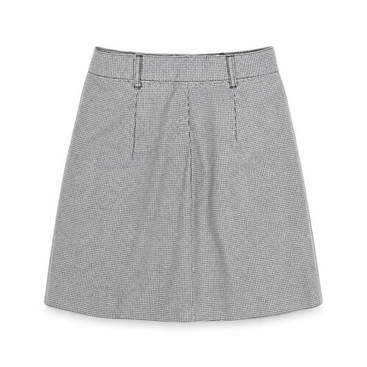 Divided by H&M Womens Black Geometric Cotton A-Line Skirt Size 6 Zip - Houndstooth pattern