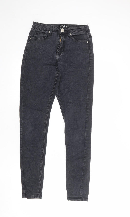 Preloved Boohoo Womens Grey Cotton Skinny Jeans Size 6 L28 in Regular Zip - Front