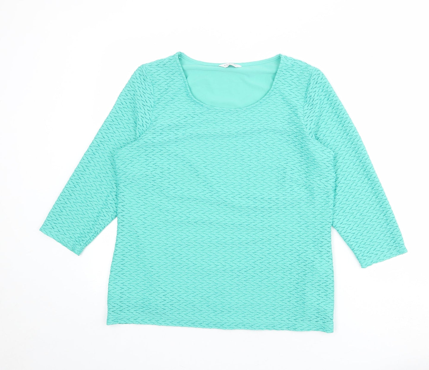 Classic Womens Green Polyester Basic T-Shirt Size 14 Round Neck