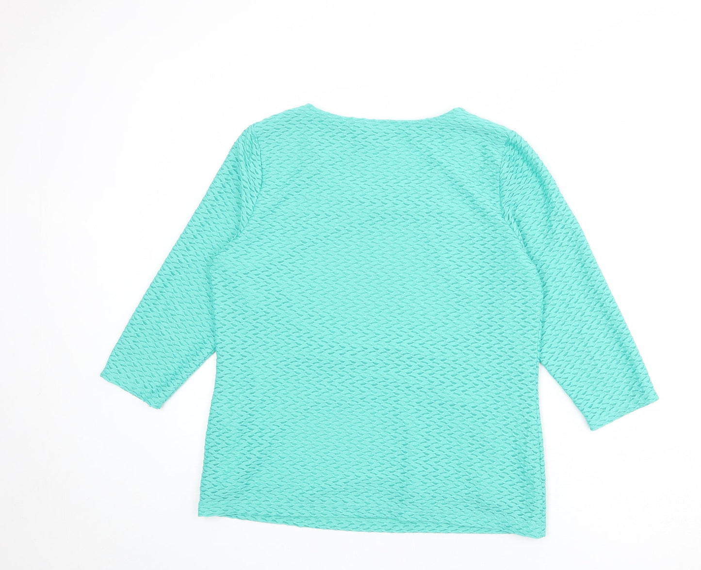Classic Womens Green Polyester Basic T-Shirt Size 14 Round Neck