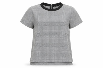 Zara Womens Multicoloured Check Polyester Basic T-Shirt Size S Round Neck