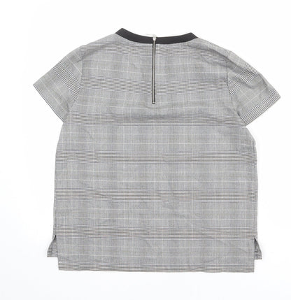 Zara Womens Multicoloured Check Polyester Basic T-Shirt Size S Round Neck