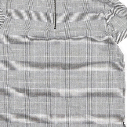 Zara Womens Multicoloured Check Polyester Basic T-Shirt Size S Round Neck