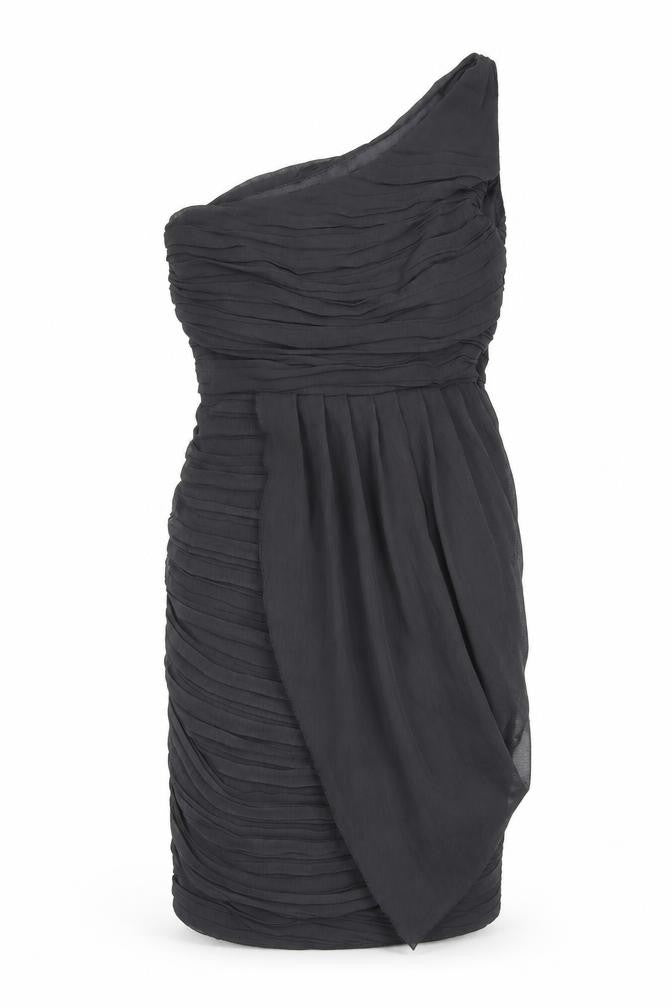 Lipsy Womens Grey Polyester Sheath Size 8 One Shoulder Zip - Draped Detail