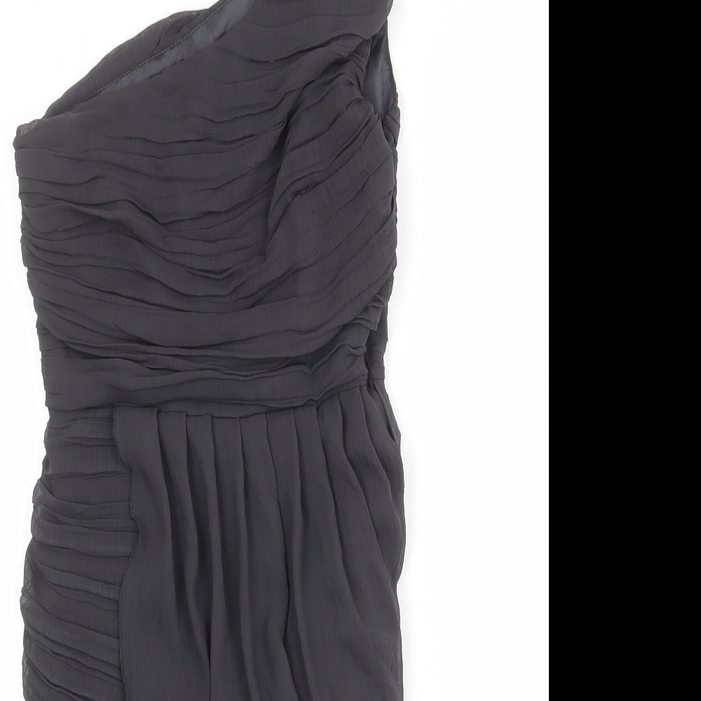 Lipsy Womens Grey Polyester Sheath Size 8 One Shoulder Zip - Draped Detail
