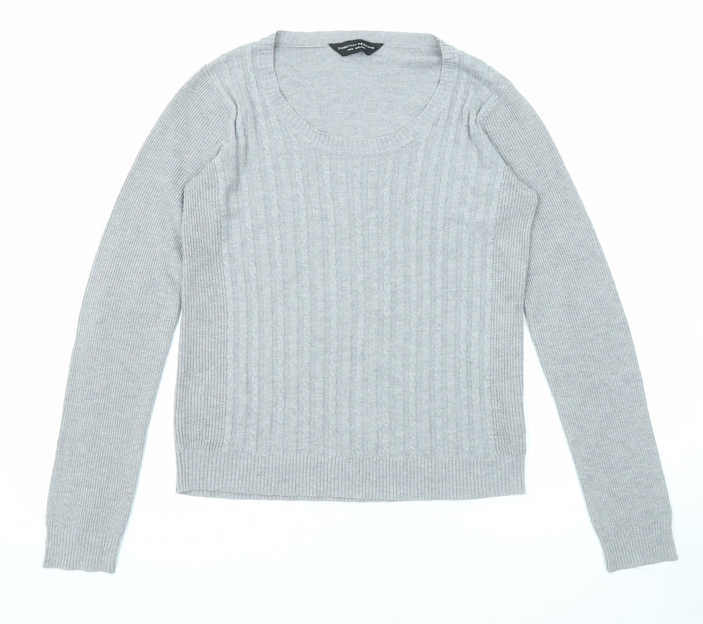 Dorothy Perkins Womens Grey Round Neck Viscose Pullover Jumper Size 10