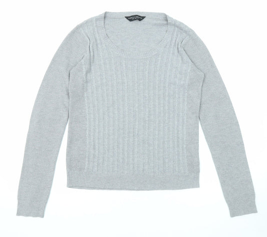 Dorothy Perkins Womens Grey Round Neck Viscose Pullover Jumper Size 10