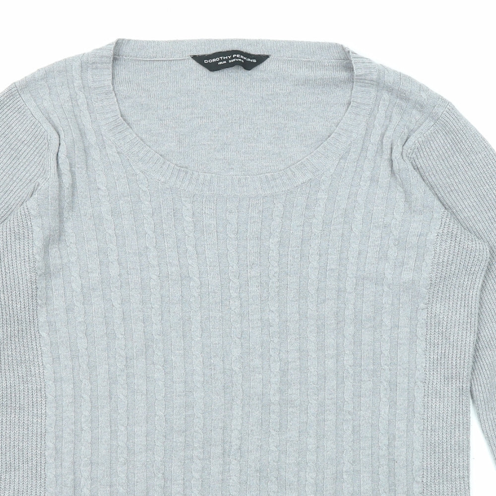 Dorothy Perkins Womens Grey Round Neck Viscose Pullover Jumper Size 10