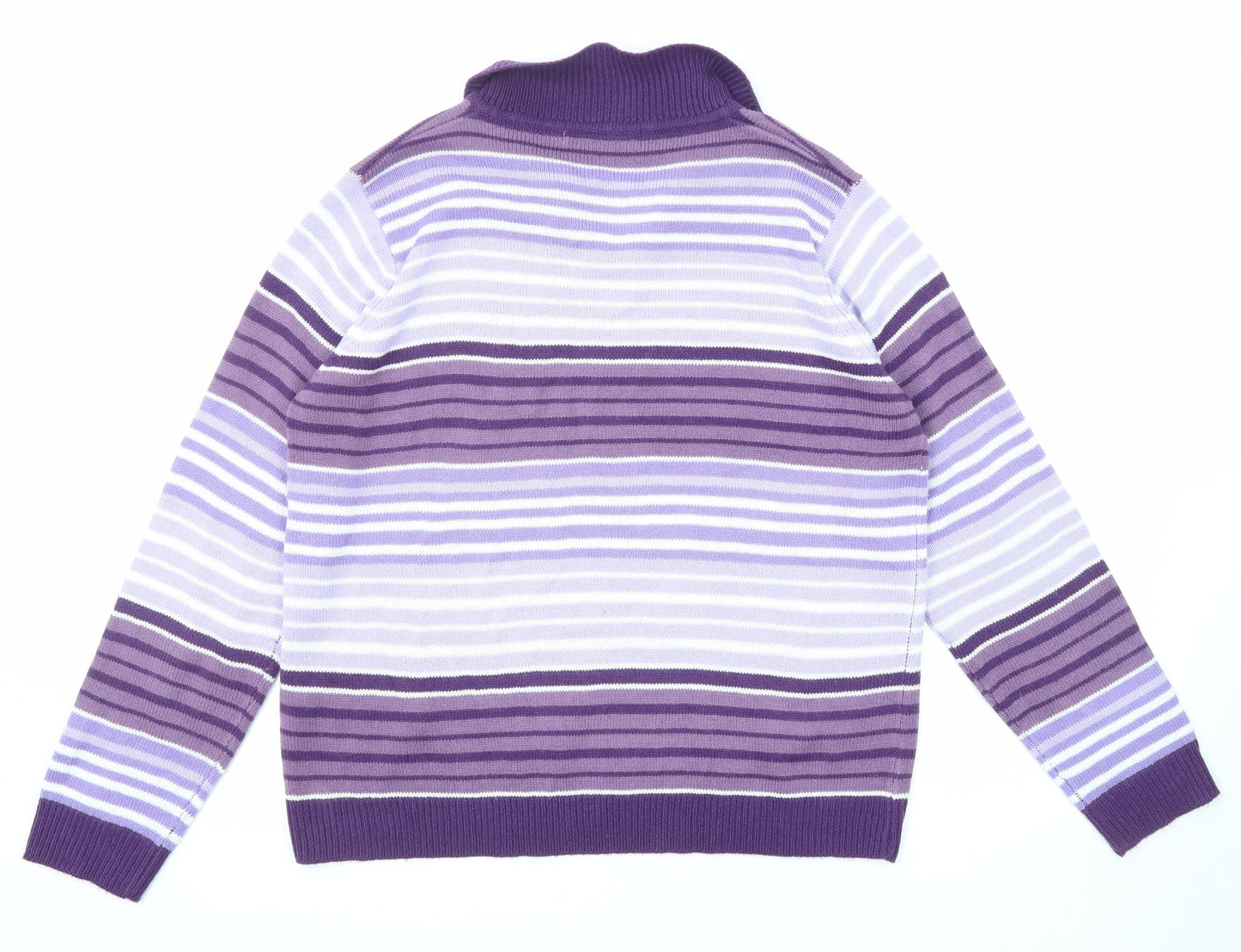 EWM Womens Purple Collared Striped Acrylic Pullover Jumper Size 18 - Size 18-20
