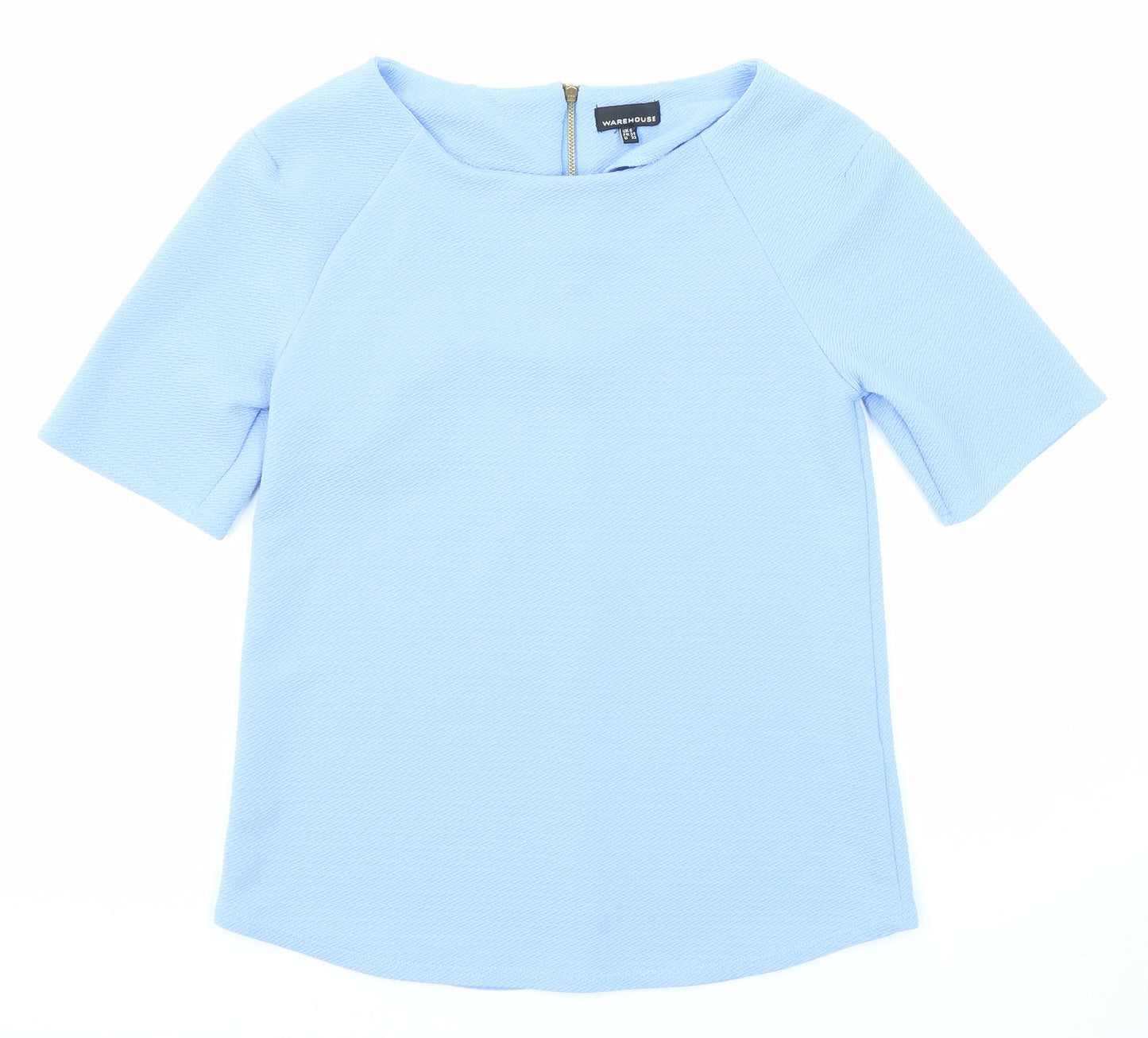 Warehouse Womens Blue Polyester Basic Blouse Size 6 Boat Neck